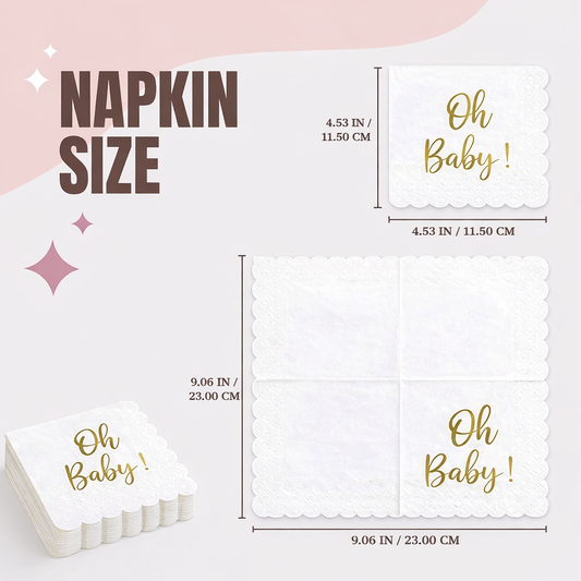 1009 Oh Baby Cocktail Gold Foil Cocktail Napkins
