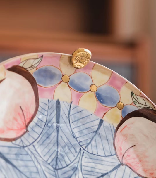 Glossy Underglaze Hand-Painted Peach Plate