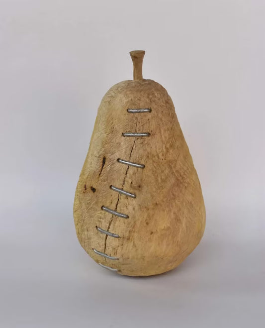 Hand-Carved Wooden Fruit – Pear Sculpture
