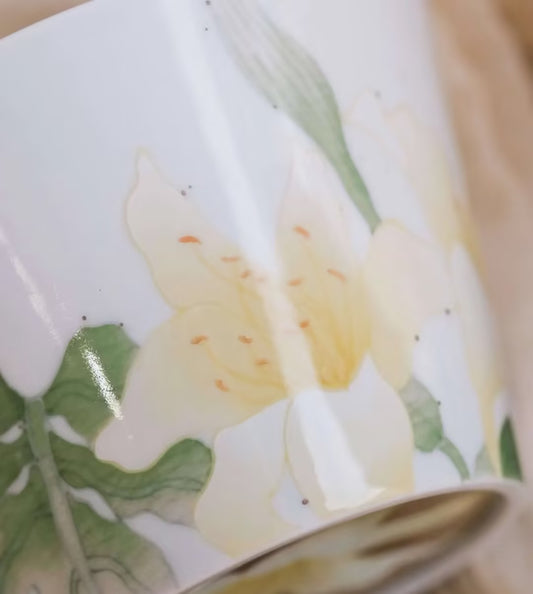 Hand-Painted Floral Coffee Cup
