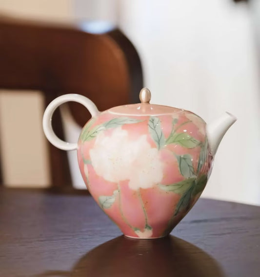 Vintage Floral Hand-Painted Teapot