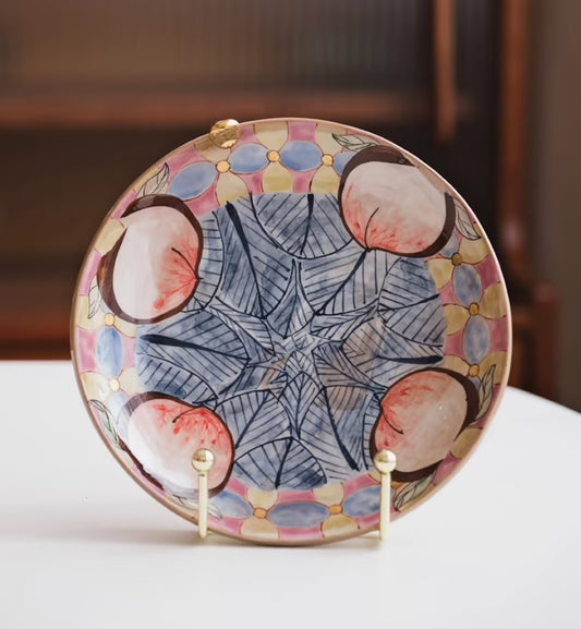 Glossy Underglaze Hand-Painted Peach Plate