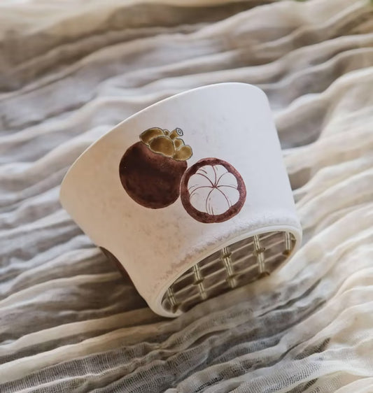Hand-Painted Mangosteen Ceramic Cup