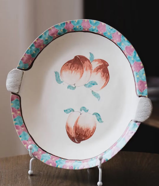 Hand-Painted Peach Ceramic Plate