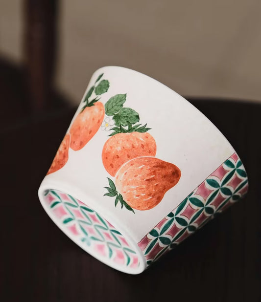 Hand-Painted Strawberry Coffee Cup