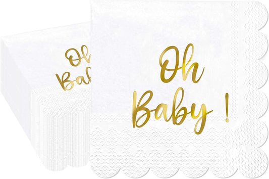 1009 Oh Baby Cocktail Gold Foil Cocktail Napkins