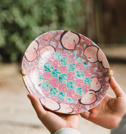 Hand-Painted Peach Ceramic Plate – Classic