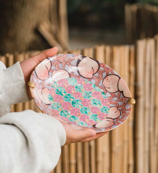 Hand-Painted Peach Ceramic Plate – Classic
