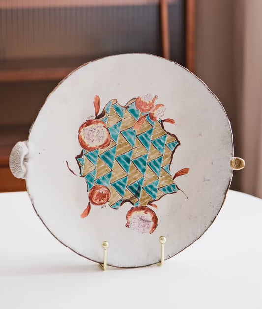 Rustic Hand-Painted Pomegranate Large Plate