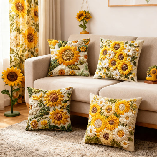 Sunflower Peach Skin Printed Pillow Case