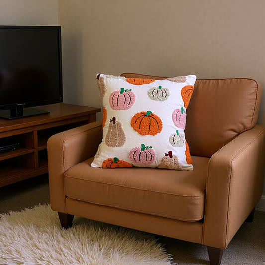 Cartoon Floral Embroidered Pillow