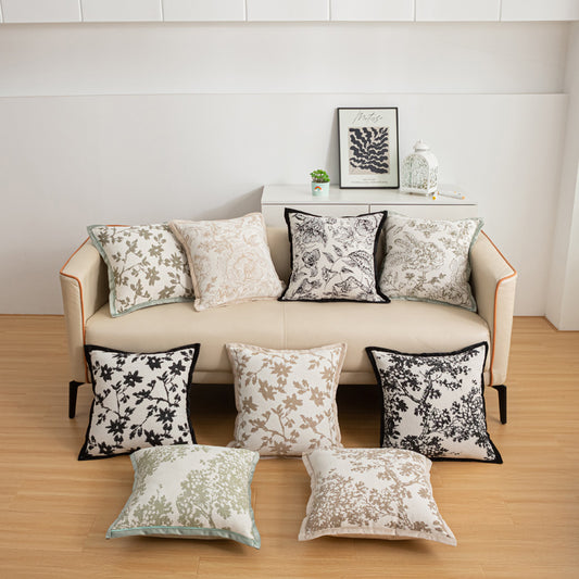 Cream Chenille Floral European Bay Window Pillow