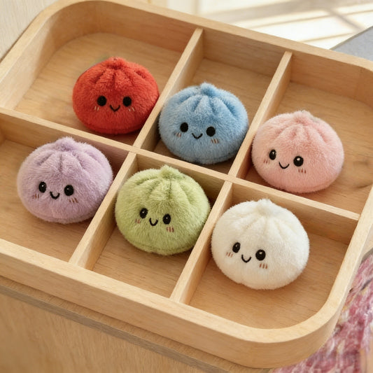 New Cute Soup Dumpling Plush Squeeze Stress Relief Keychain Gift