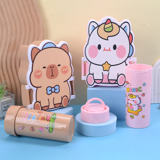 Cartoon Kids Lunch Box Set with Water Bottle