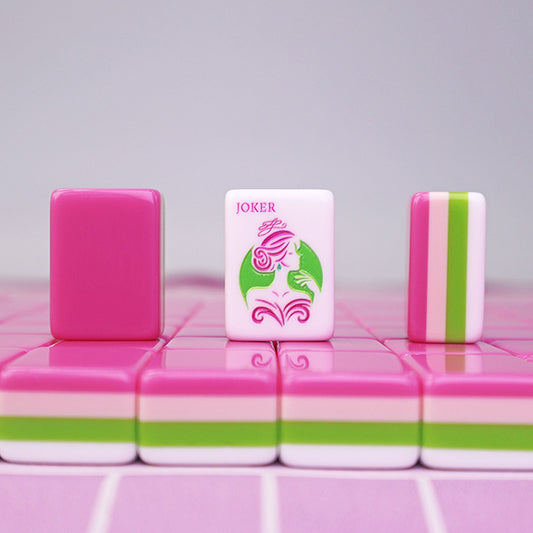 Rose Pink Acrylic Hand-Rubbed Crystal Mahjong Tiles