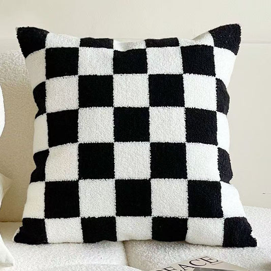 Retro Black And White Checkerboard Sofa Pillow