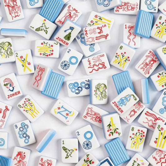 Acrylic Blue Thin Stripe Bow Mahjong Tiles
