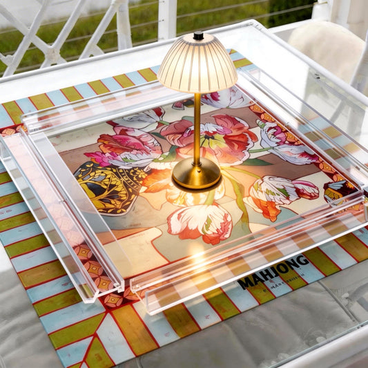 Hand-Painted Waterproof American Mahjong Rubber Mat
