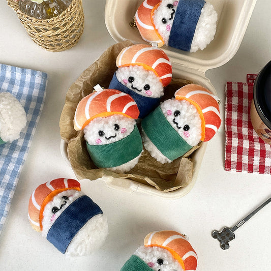 Japanese Salmon Sushi Rice Ball Plush Keychain