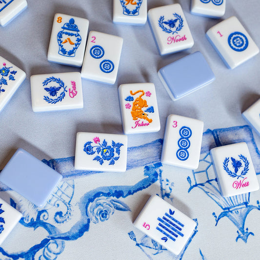 Blue And White Porcelain Acrylic Mahjong Tile 160-Piece Gift Set