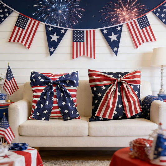 Independence Day Bow Printed Pillowcase