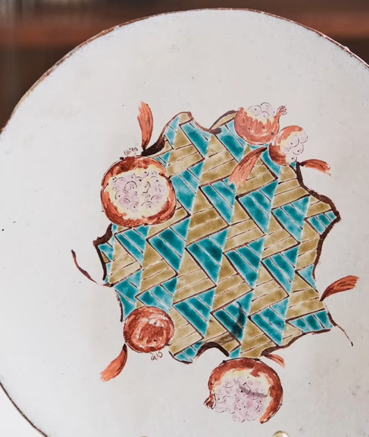Rustic Hand-Painted Pomegranate Large Plate
