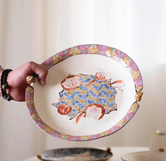 Rustic Hand-Painted Fruit Bowl