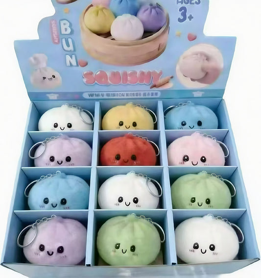 Cute Mini Plush Baozi Shaped Doll Key Ring Bag Charm Keychain