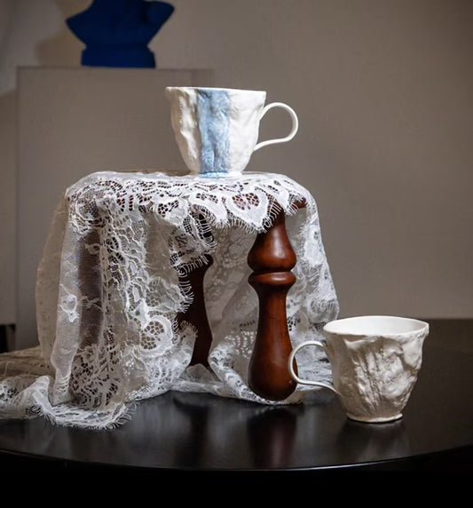 Ruffled Skirt Ceramic Cup – Blue