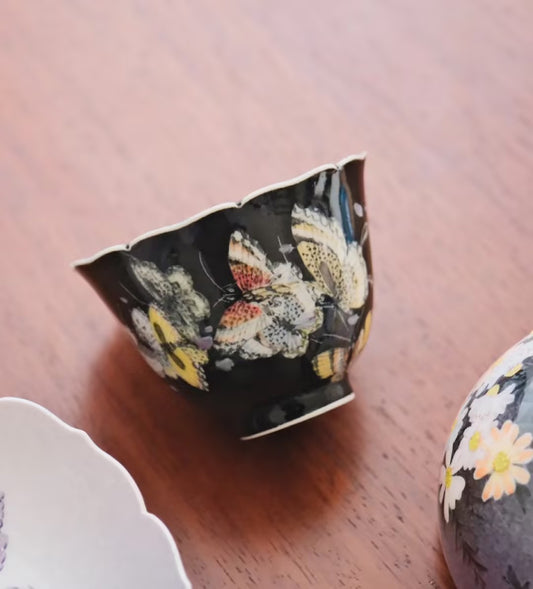 Manxi Hand-Painted Butterfly Tea Cup