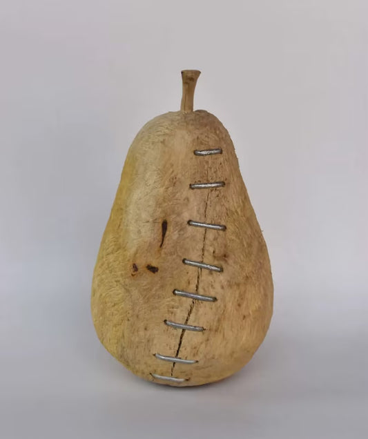 Hand-Carved Wooden Fruit – Pear Sculpture