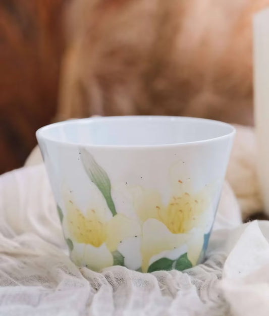 Hand-Painted Floral Coffee Cup