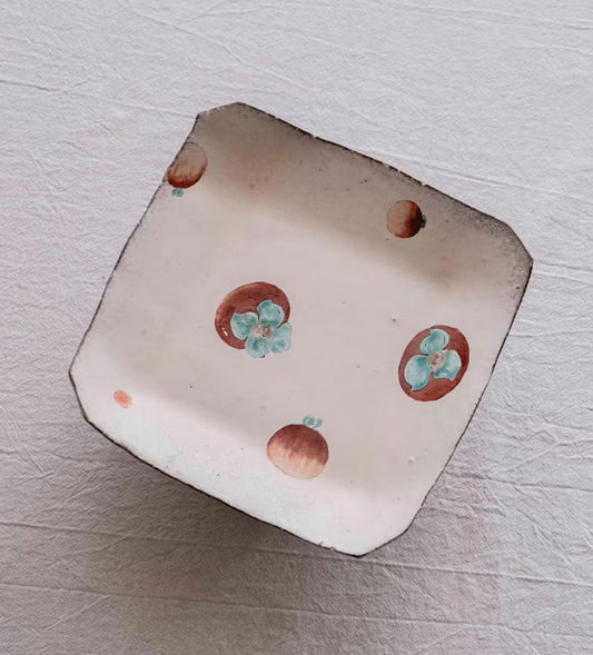 Tall Footed Hand-Painted Tomato Plate