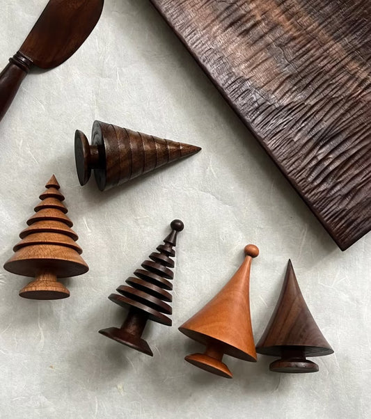 Handcrafted Pine Tree Wood Sculpture