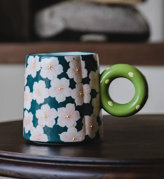 Underglaze Hand-Painted Sakura Mug