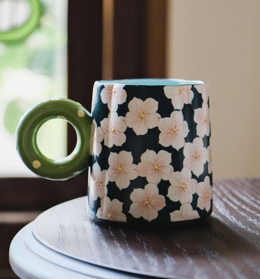 Underglaze Hand-Painted Sakura Mug