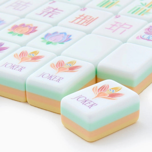 Yellow Acrylic Hand-Rubbed Crystal Mahjong Tile Set