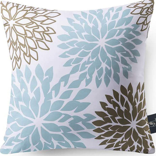 Geometric Floral Print Linen Pillow Cover