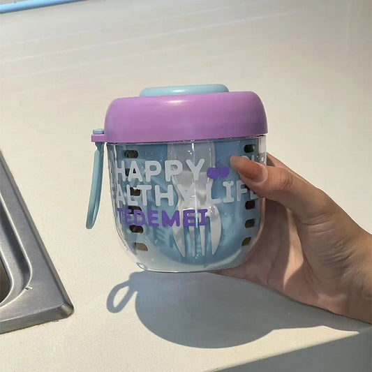 Double-Layer Portable Salad Fruit Cup with Lid