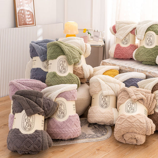 Jacquard Plush Double Layer Thickened Office Nap Blanket