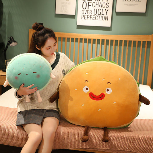 Hamburger Plush Pillow Hand Warmer Pendant