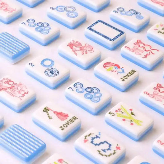 Acrylic Blue Thin Stripe Bow American Mahjong Tiles