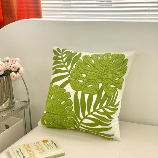 Cartoon Floral Embroidered Pillow