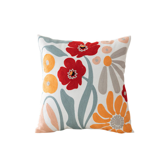 Pastoral Towel Embroidered 3D Floral Waist Pillow
