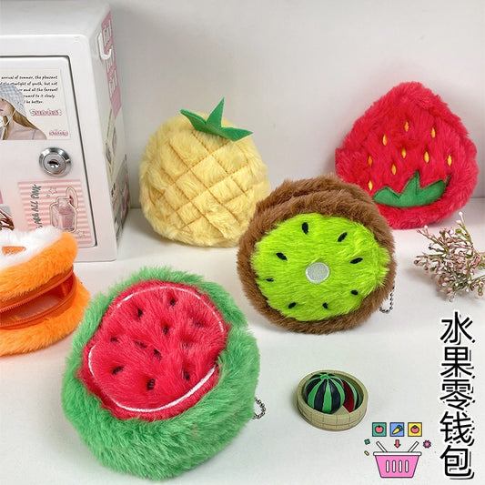 Cartoon Fruit Plush Coin Purse Pendant