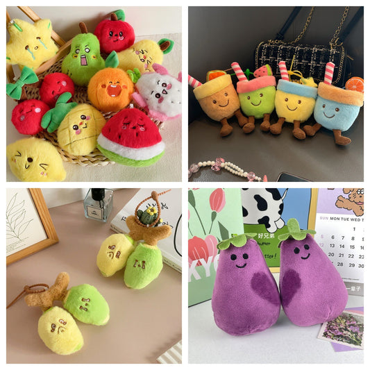 Fruit and Vegetable Plush Keychain Claw Machine Doll