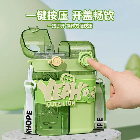 Children'S Divided Warehouse Double Drinking Cup For School Special Student Straw Cup 2024 New Kindergarten Kettle Summer Water Cup