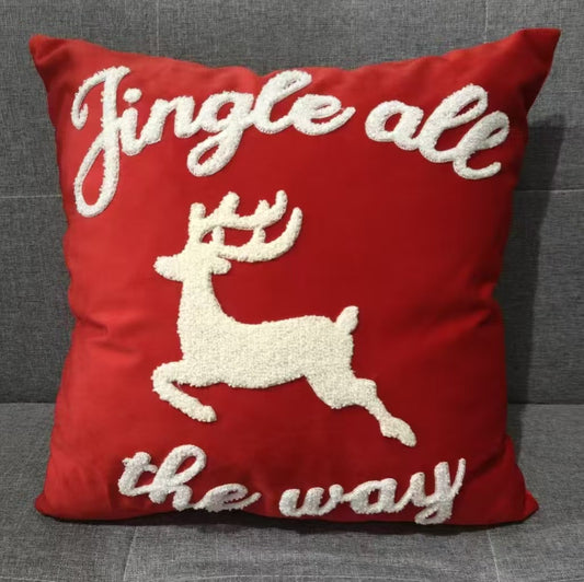 Christmas Simple Embroidered Velvet Pillowcase