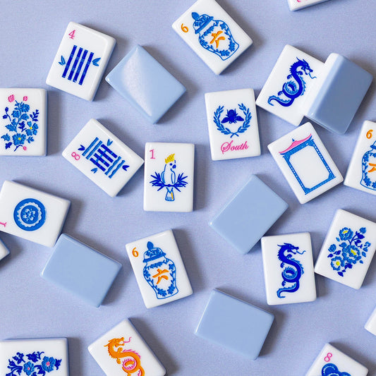 Blue And White Porcelain Acrylic Mahjong Tile 160-Piece Gift Set