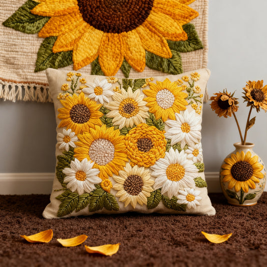 Sunflower Peach Skin Printed Pillow Case